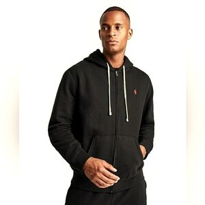 Polo Ralph Lauren Men's Classic Full-Zip Black Fleece Hooded Sweatshirt 2XLT
